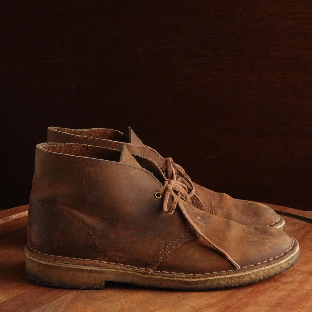 Clarks Boots Mens SZ 8 Brown Originals Desert Boots Leather Ankle Chukka Casual